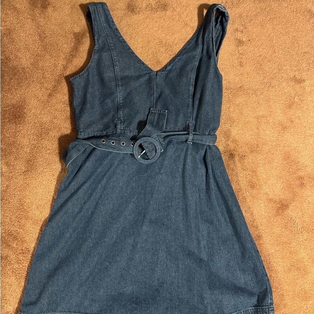 Denim Sleeveless Dress with Belt